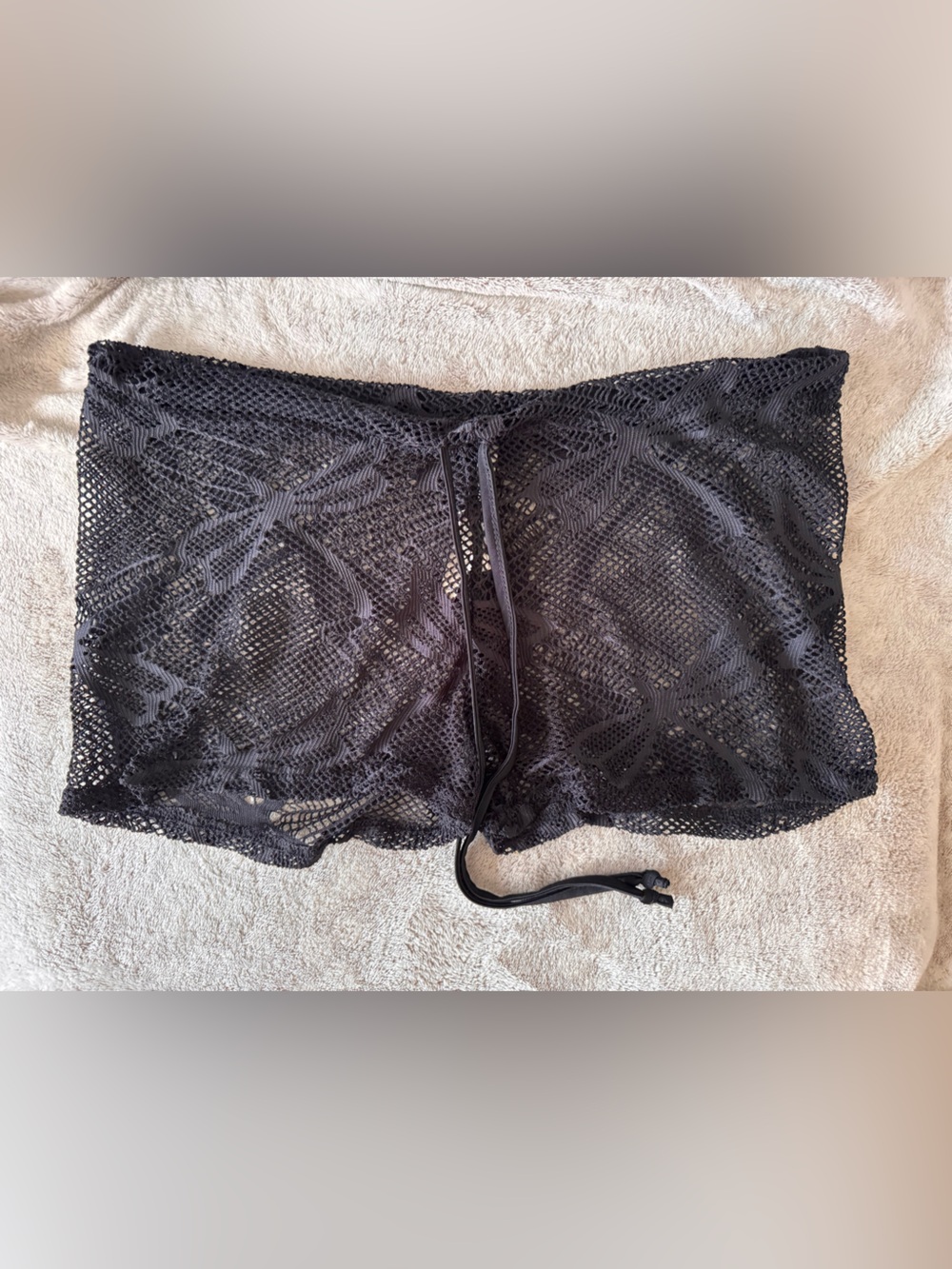 Black Crochet Swim Cover-Up Shorts